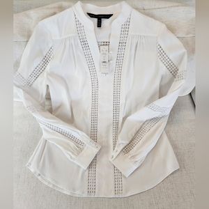 White House Black Market White Long Sleeve Top Blouse size XS